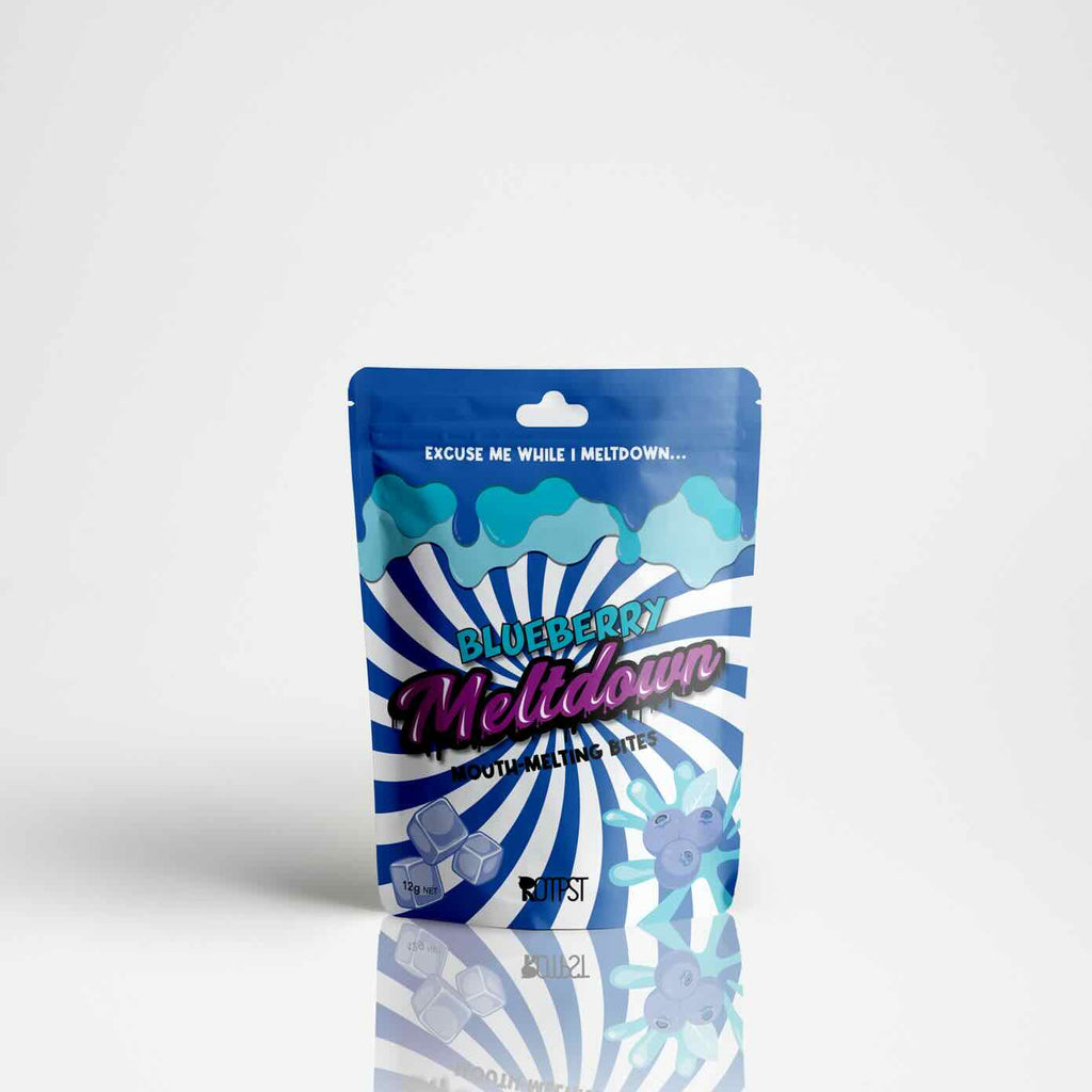 Blueberry Meltdown bite-sized fruit cubes in fun packaging