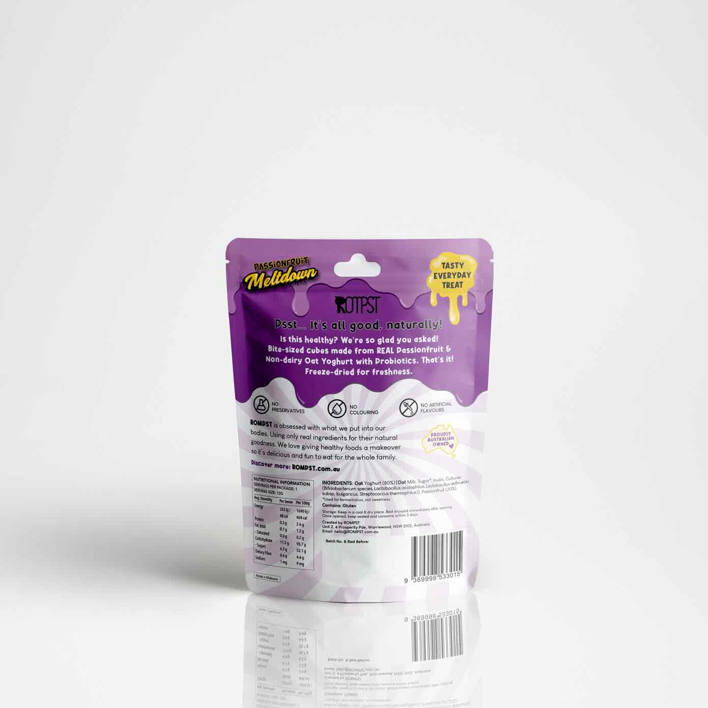 Passionfruit Meltdown bite-sized healthy fruit snacks in pack